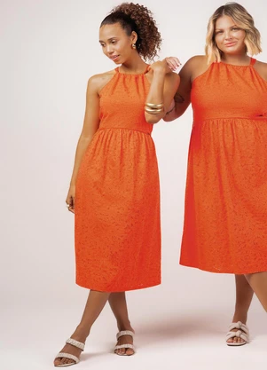 Marialícia - Vestido Feminino Adulto Laranja - MARIALÍCIA