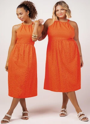 Marialícia - Vestido Feminino Adulto Laranja - MARIALÍCIA
