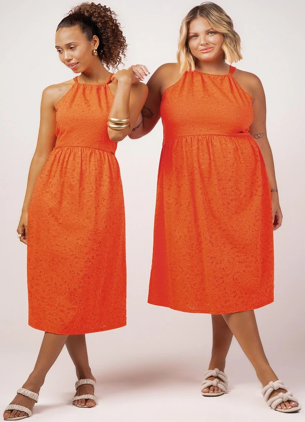 Marialícia - Vestido Feminino Adulto Laranja 3