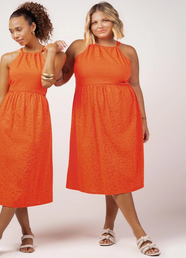 Marialícia - Vestido Feminino Adulto Laranja 2