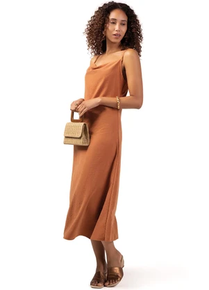 Marialícia - Vestido Feminino Adulto Marrom - MARIALÍCIA