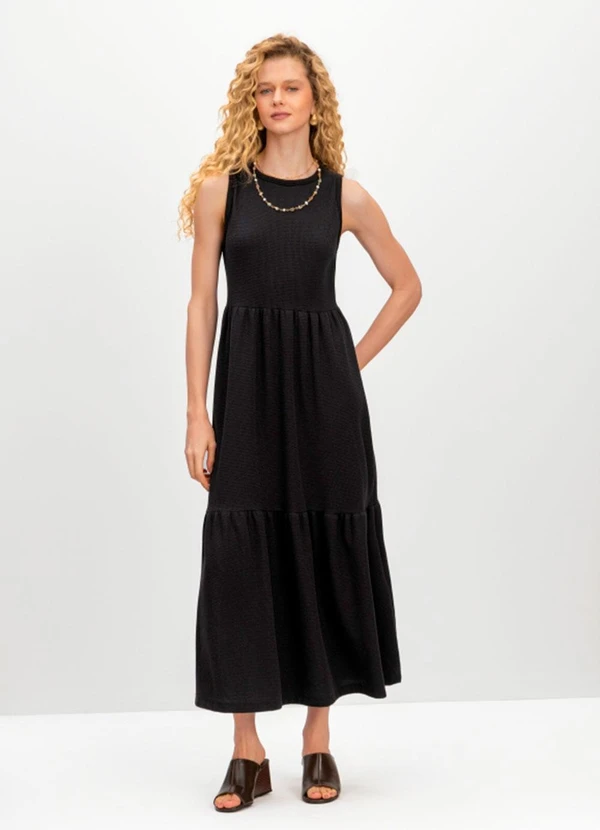 Essendi - Vestido Feminino em Ribana Preto