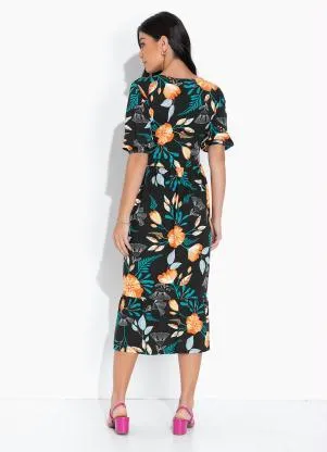 bonprix - Vestido Longuete Camadas Floral Dark - BONPRIX