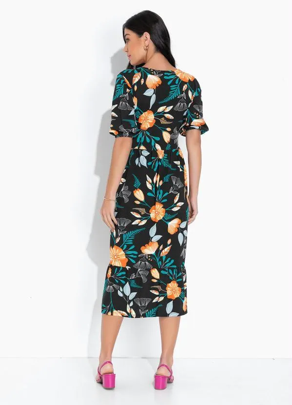 bonprix - Vestido Longuete Camadas Floral Dark 2