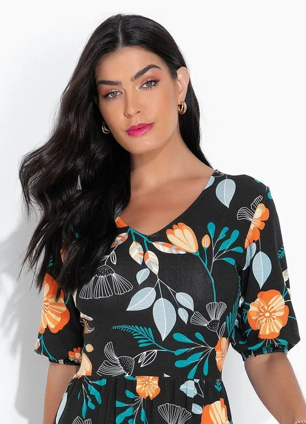 bonprix - Vestido Longuete Camadas Floral Dark 3