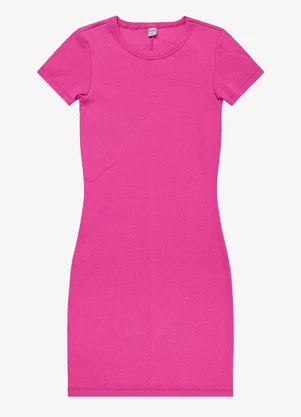 Rovitex - Vestido Acinturado em Ribana Canelada Rosa - ROVITEX