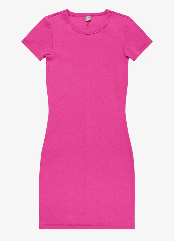 Rovitex - Vestido Acinturado em Ribana Canelada Rosa