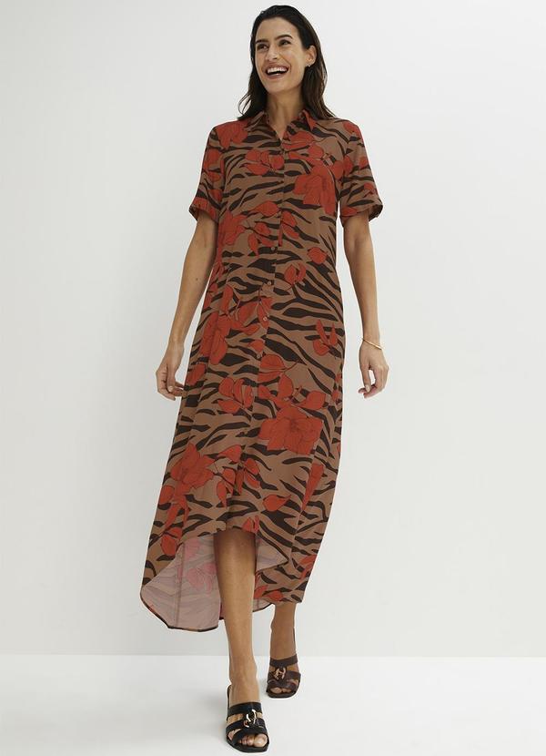 Vestido (Animal Print Digital) em Viscose Plana