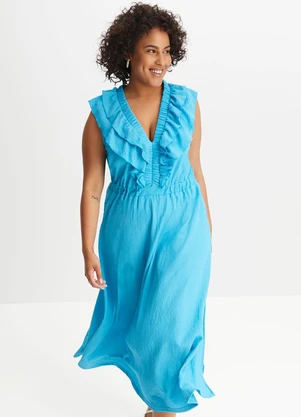 bonprix - Vestido Azul Claro em Malha Favo - BONPRIX