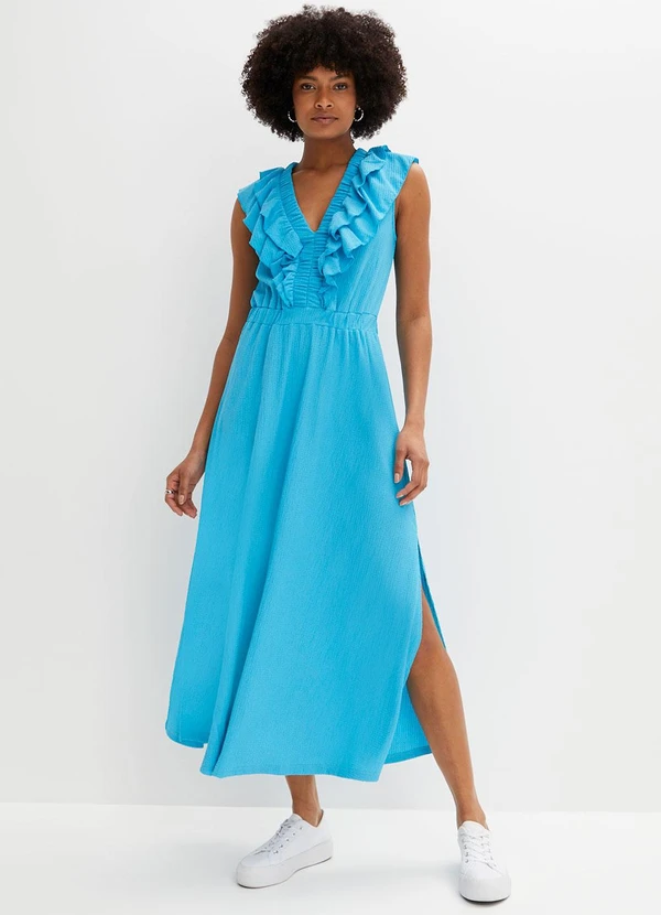 bonprix - Vestido Azul Claro em Malha Favo 6