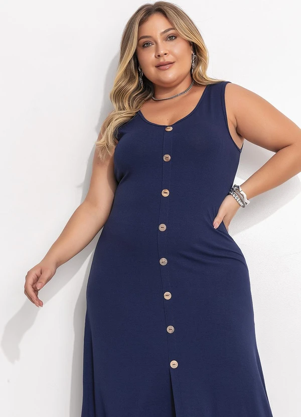 Quintess - Vestido Azul Marinho em Malha de Viscose 11