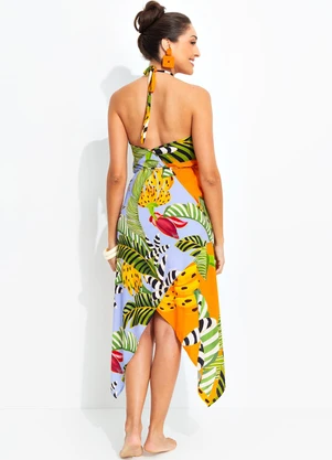 Farm - Vestido Banana Listrada Laranja - FARM