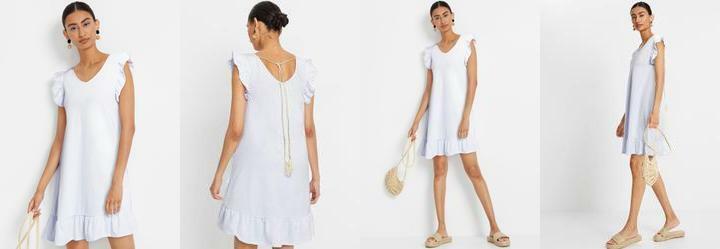 Vestido Branco em Malha de Algodo Penteado