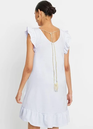 bonprix - Vestido Branco em Malha de Algodão Penteado - BONPRIX