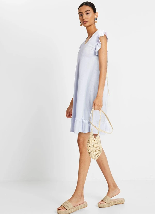 bonprix - Vestido Branco em Malha de Algodão Penteado 4