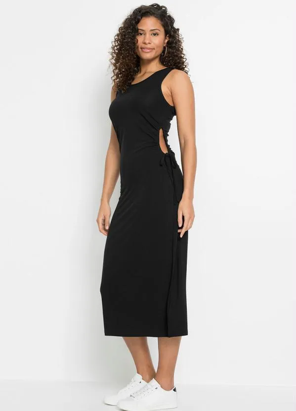 Queima Estoque - Vestido com Recorte Vazado na Lateral Preto