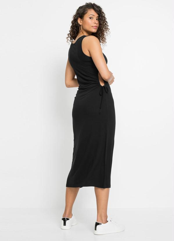 Outlet - Vestido com Recorte Vazado na Lateral Preto 4