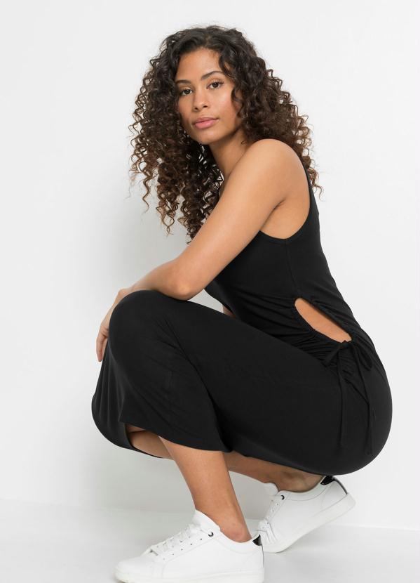 Outlet - Vestido com Recorte Vazado na Lateral Preto 2