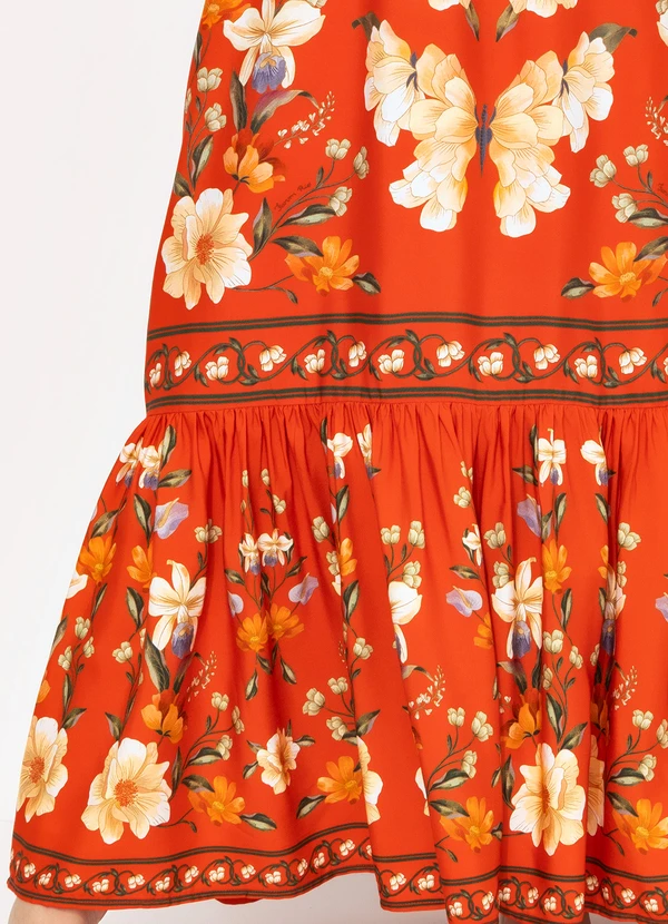 Farm - Vestido Cropped Borboleta em Flor Vermelho 14