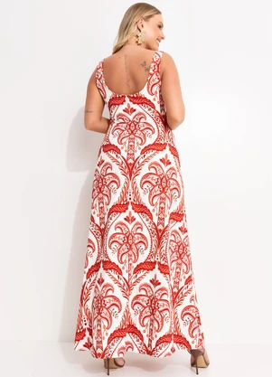 Farm - Vestido Cropped Camafeu Tropical Vermelho - FARM
