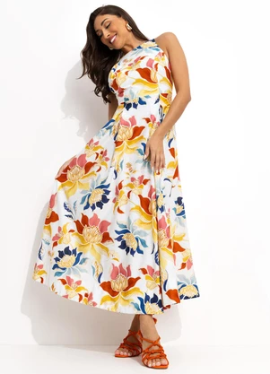 Farm - Vestido Cropped Floral Majestoso Off White - FARM