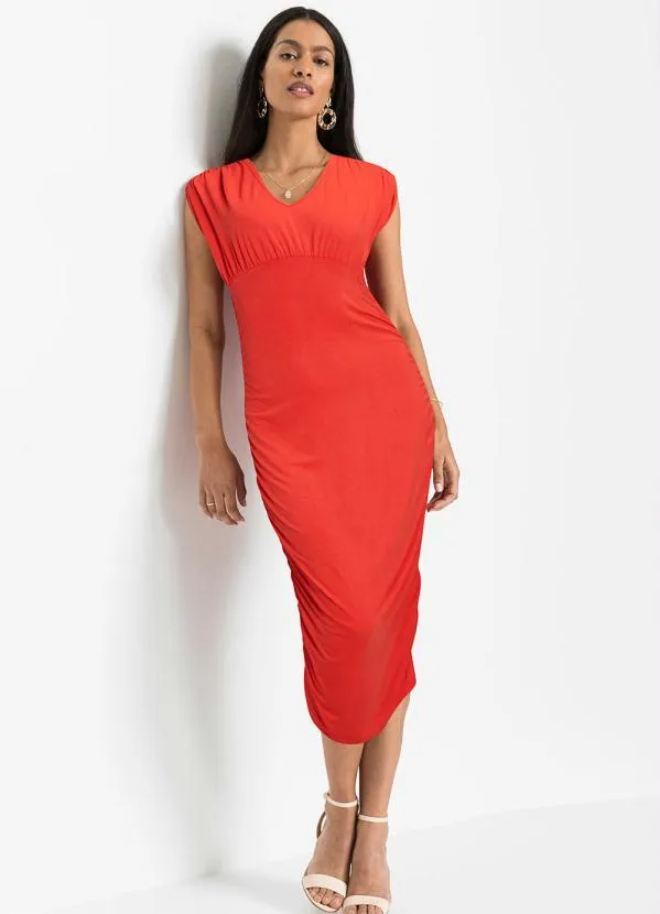 Outlet - Vestido Decote V Vermelho