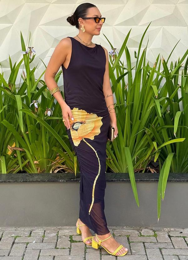 Choyee - Vestido em Tule Flora Preto 3