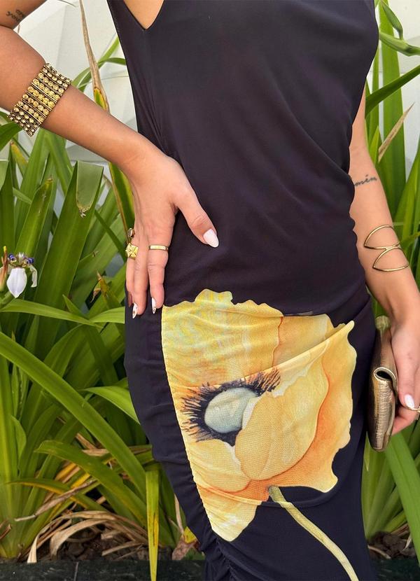 Choyee - Vestido em Tule Flora Preto 5