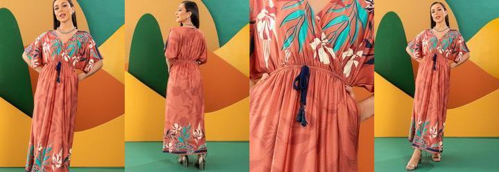 Vestido Floral Artstico em Malha Fria