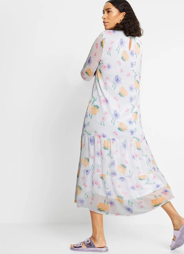 bonprix - Vestido Floral Botânico em Tule
