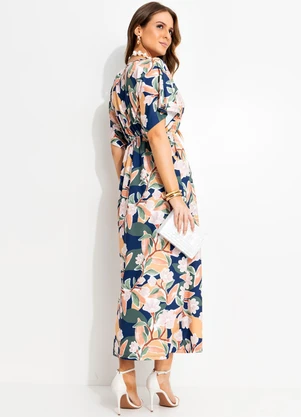 Quintess - Vestido Floral Pincelado em Malha Fria - QUINTESS