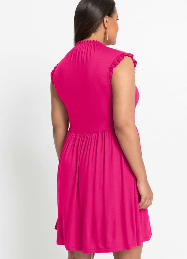 Outlet - Vestido Gola Alta com Babado Pink 4