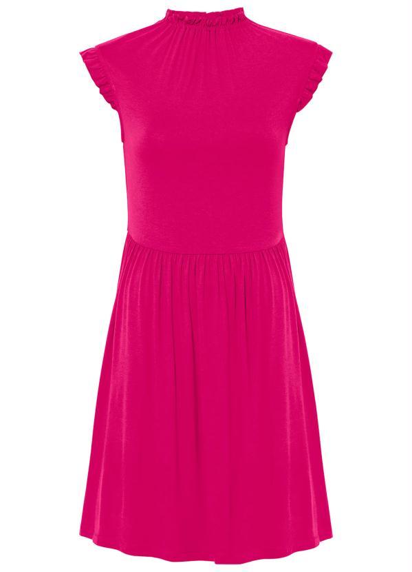 Outlet - Vestido Gola Alta com Babado Pink 5