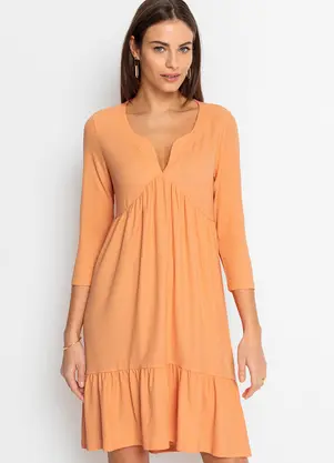bonprix - Vestido Laranja em Crepe Plano Anarruga - BONPRIX