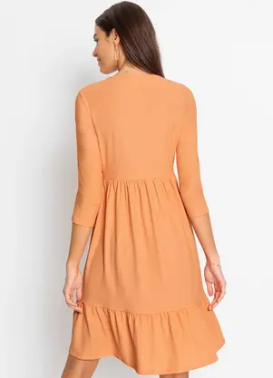 bonprix - Vestido Laranja em Crepe Plano Anarruga - BONPRIX
