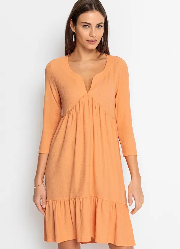 bonprix - Vestido Laranja em Crepe Plano Anarruga 1