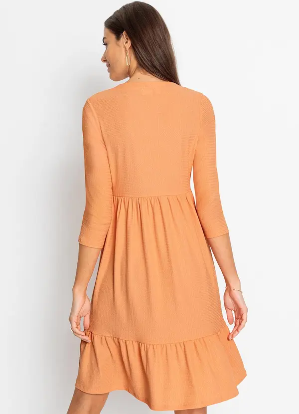 bonprix - Vestido Laranja em Crepe Plano Anarruga
