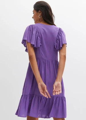 bonprix - Vestido Lilás em Viscose Plana - BONPRIX