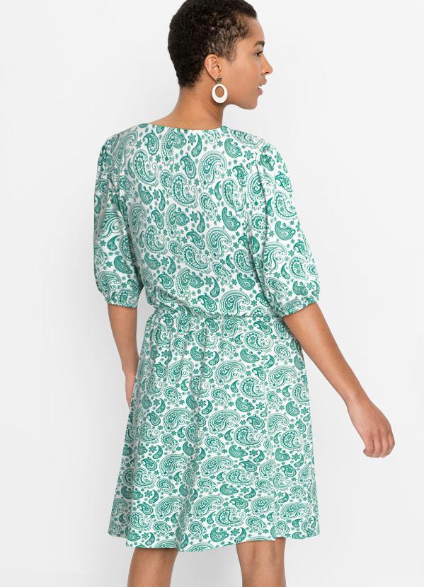 Outlet - Vestido Mangas Bufantes Paisley Verde 4