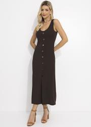 Vestido Marrom em Malha de Viscose