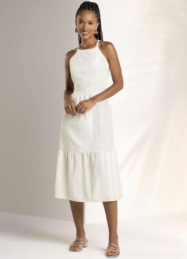 Marialícia - Vestido Midi Feminino de Laise Bege