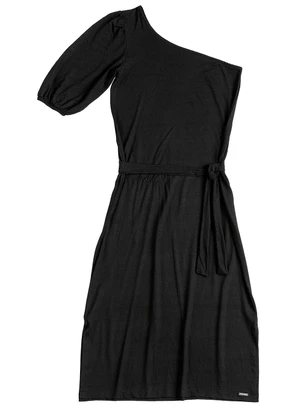 Soft Bonni - Vestido Midi Manga Unica Adulto Feminino Preto - SOFT BONNI