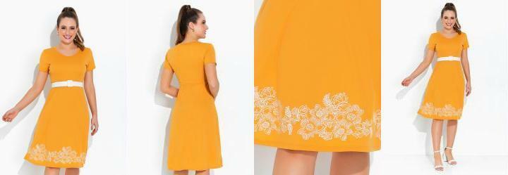 Vestido Mostarda com Estampa