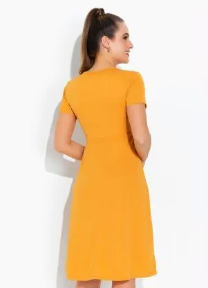 Rosalie - Vestido Mostarda com Estampa - ROSALIE