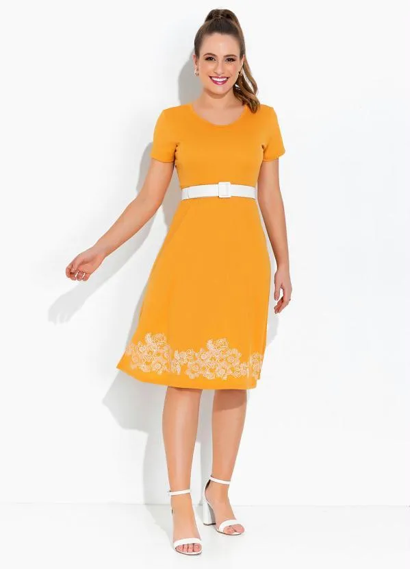 Rosalie - Vestido Mostarda com Estampa 4