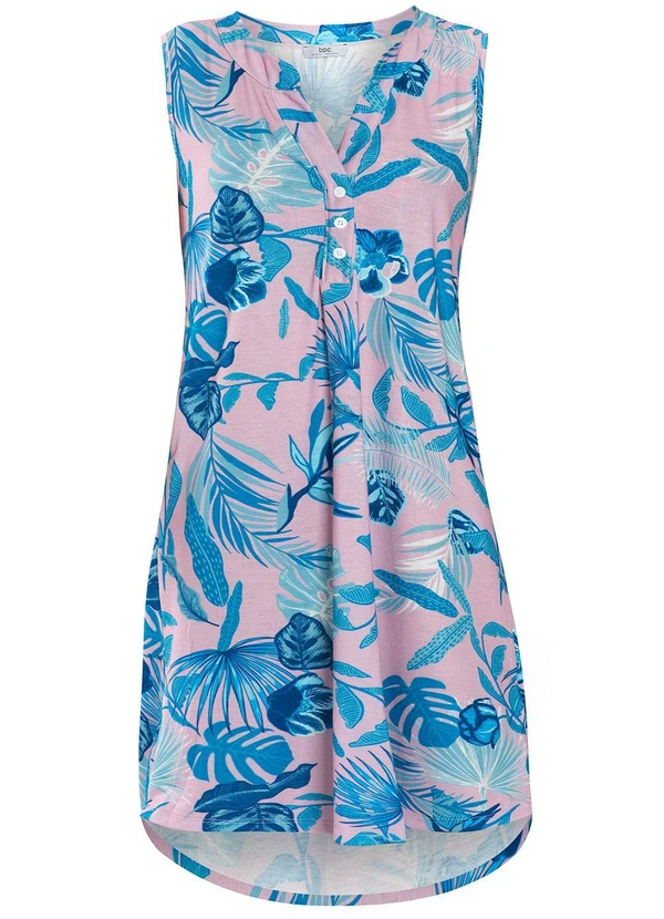 bonprix - Vestido Mullet Folhagem Rosa