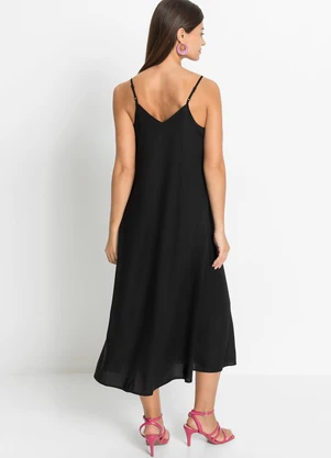 bonprix - Vestido Preto em Viscose Plana - BONPRIX