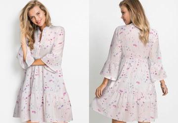 Vestido Ramo de Flores em Crepe Plano