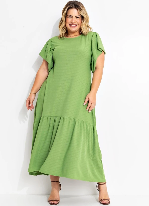 Quintess - Vestido Verde Claro em Malha Texturizada 7