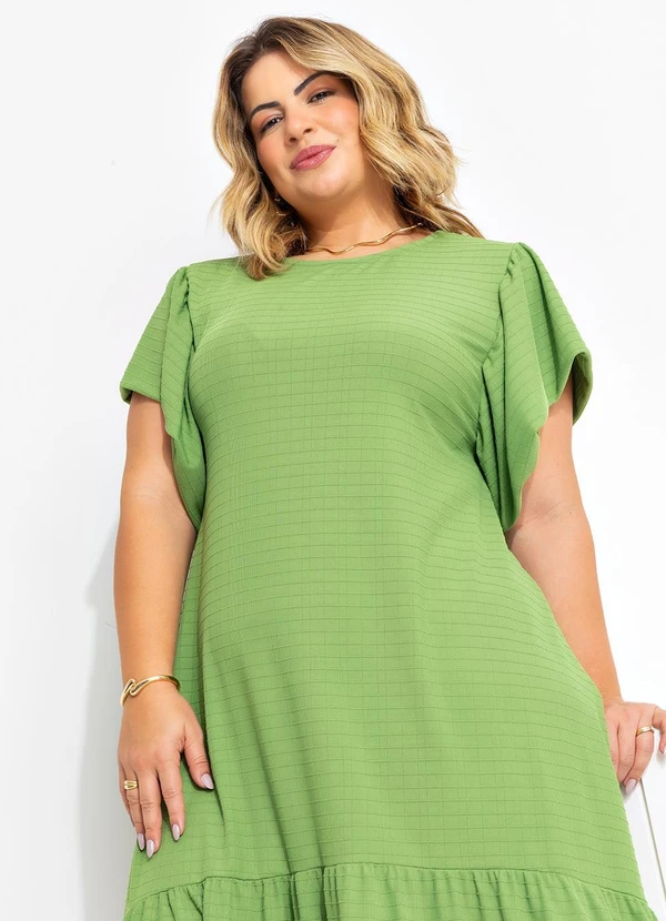 Quintess - Vestido Verde Claro em Malha Texturizada 9